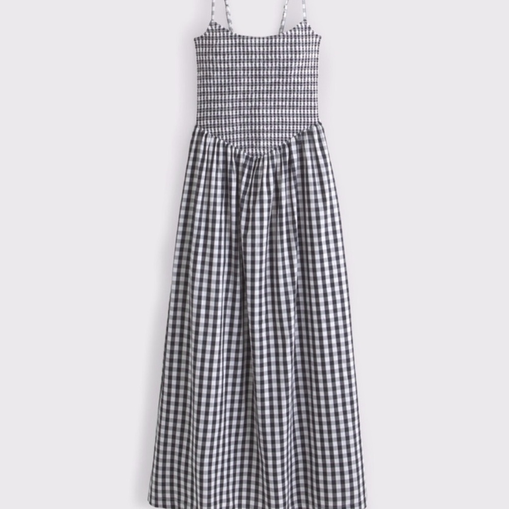 Abercrombie Black+White Gingham Midi Dress Size M Tall (MT). Hits ankles on 5’6 - Picture 5 of 8